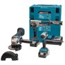 Makita DLX3155TJ Zestaw Combo 18V 5.0Ah Li-Ion wiertarko-wkrętarka, szlifierka, klucz udarowy w Makpac - 1