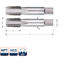 Rotec 314.0012 Zestaw do gwintowania ręcznego HSS 1/8 x 27 NPT (2) - 1